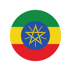 Ethiopia national flag vector illustration. Ethiopia Round flag.
