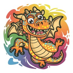 Naklejka premium Whimsical dino illustration drawing by children with colorful style design