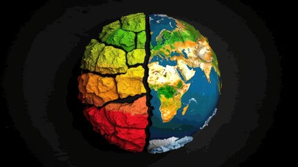 Satellite view of Earth showing different climate impact zones