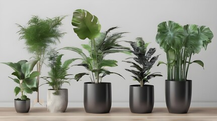 House plants in black pot isolated on transparent background 3d rendering. generative.ai
