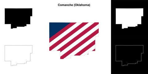 Naklejka premium Comanche County (Oklahoma) outline map set
