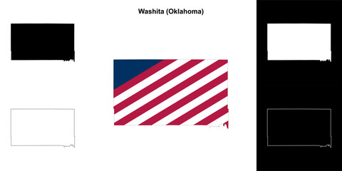 Washita County (Oklahoma) outline map set