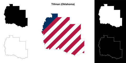 Tillman County (Oklahoma) outline map set