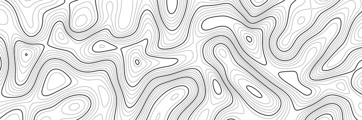 Geographical map, contour map, black lines on white background, vector design	 - obrazy, fototapety, plakaty