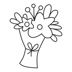 flower bouquet doodle icon transparent background