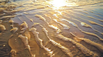 Rippled sand on a beach created by wind