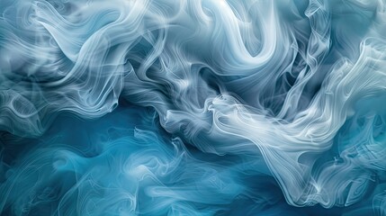 Sinuous streams of silver and blue smoke - obrazy, fototapety, plakaty