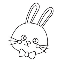cute rabbit doodle icon transparent background