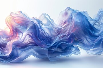Tranquil and vibrant digital art featuring fabric-like waves in calming shades of blue and purple It exudes a peaceful and dreamy feeling - obrazy, fototapety, plakaty