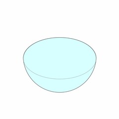 Outline of a geometric semispherical shape with blue infill