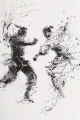 AI generated illustration of mixed martial arts fighters in a dynamic exchange of punches