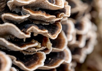 Closeup shot of a Polypores mushroom growing on a tree in the forest