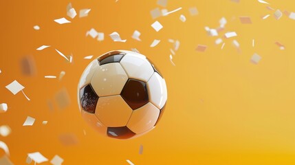 Soccer ball flying through the air 3d style isolated flying objects memphis style 3d render AI generated illustration