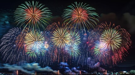 colorful fire work in the sky 