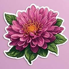 AI generated illustration of a pink flower sticker