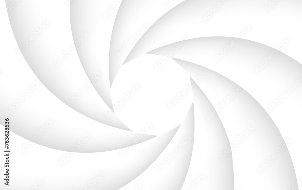 Poster background with camera lens shutter, white gray abstract technology design.