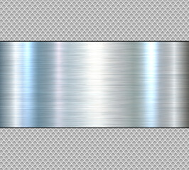 Silver chrome metal 3D background, lustrous and shiny metallic design brushed metal texture banner. - 783628533