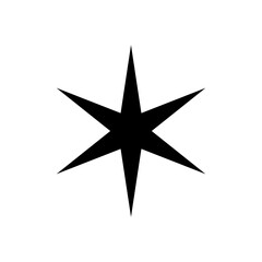 A simple black six-pointed star isolated on a transparent background