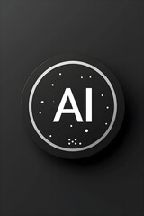 AI generated illustration of a circular button with the word "AI" in white