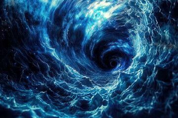AI generated illustration of blue and black swirling vortex - obrazy, fototapety, plakaty
