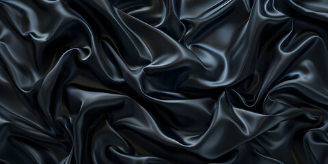 Luxurious Black Fabric Background, Elegant Black Fabric Texture Background - Ai Generated