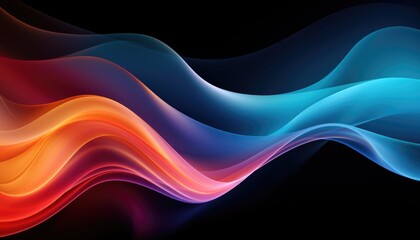 Colorful wave of light on black background