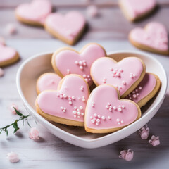 heart-shaped cookies, soft, pleasant background, minimalism, close