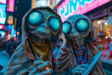 Cosmic Travelers in the Neon City