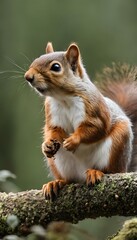 AI generated illustration of a squirrel perched on a tree branch