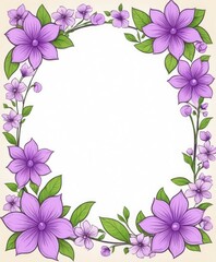 Embrace elegance with our artistic purple floral frame drawing. Customize the area with your content, creating a regal backdrop