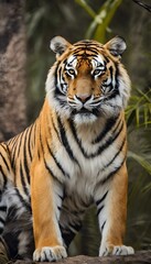 AI generated illustration of a tiger side by side in the wild forest