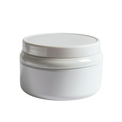 Blank White Cosmetic Cream Jar on a Subtle Background, Symbolizing Skincare and Beauty Packaging.
