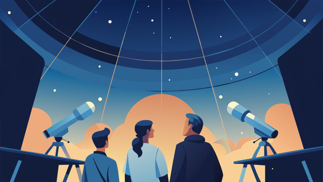 As the astronomers gazed up at the seemingly endless expanse of stars projected onto the observatorys ceiling their faces lit up with childlike