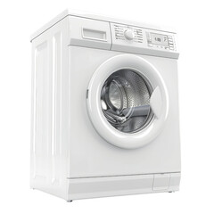 Modern Front-loading Washing Machine Isolated on a Background, Highlighting Household Convenience and Technology.