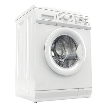 Modern Front-loading Washing Machine Isolated on a Background, Highlighting Household Convenience and Technology.