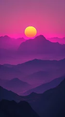 Raamstickers AI-generated illustration of Sunrise over mountains © Wirestock