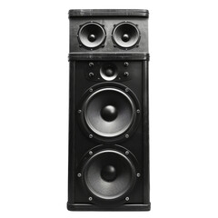 Fototapeta premium Professional Black Floorstanding Speaker for High-Quality Audio Performance, Illustrating the Concept of Sound Engineering.