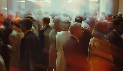 AI-generated illustration of a crowd of people with blurred effects - obrazy, fototapety, plakaty