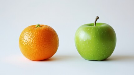 Compare apple and orange isolated on white background