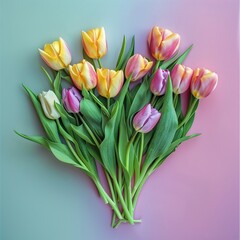 tulips on gift background