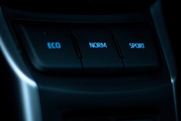 Closeup of a car's motor buttons of 