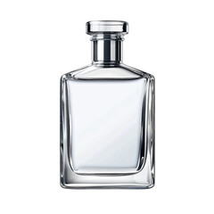 Elegant Transparent Perfume Bottle with Reflective Surfaces, Symbolizing Luxury and Personal Care.