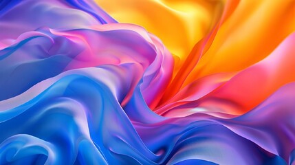 Vibrant fluid background with colorful waves on a blue, orange,  and purple palette, AI-generated.