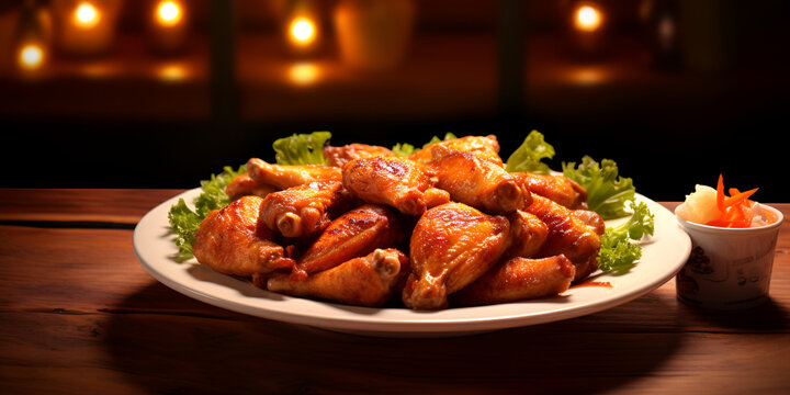  A classic and delicious meal that is sure to please. The chicken wings are perfectly cooked, with a golden brown outer layer and a juicy interior , Savor the Flavor Fried Chicken Wings in Honey  