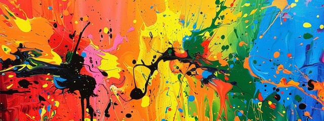 Vibrant Abstract Paint Splashes on Canvas
 - obrazy, fototapety, plakaty
