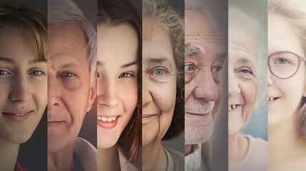 AI generated illustration of a portrait of kids and older people