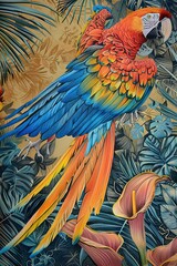 Ai Ara pappagallo dai tanti colori illustrazione 04