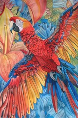 Ai Ara pappagallo dai tanti colori illustrazione 03