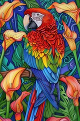Ai Ara pappagallo dai tanti colori illustrazione 01