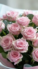 AI generated illustration of a beautiful pink bouquet of roses